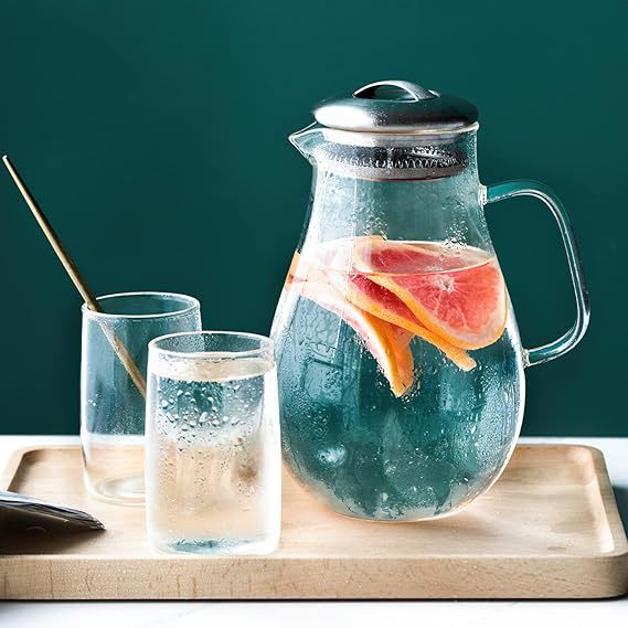 1.8L Clear Heat Resistant Glass Jugs With Handle Classic Design Tea Glass Kettle