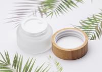 Envase poner crema cosmético de cristal del tarro del cilindro con el tapón de tuerca de bambú 50ml