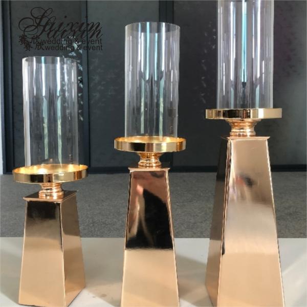 Fábrica Grátis Decoração de Mesa de Casamento Metal Casamento 3 Pcs Candeeiro de Ouro