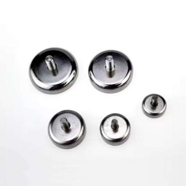 Neodymium Pot Magnet With External Thread Nickel Coating Magnetic Pot