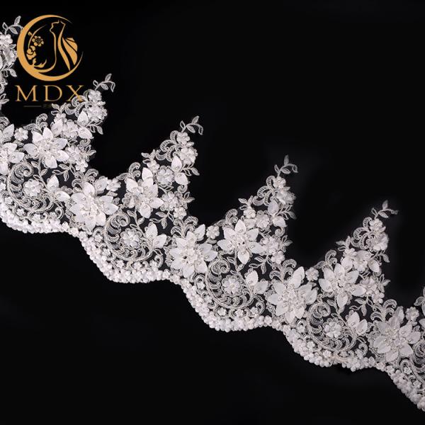 3D цветет отделка шнурка белой ширины отделки Handmade 25cm шнурка одежды роскошная