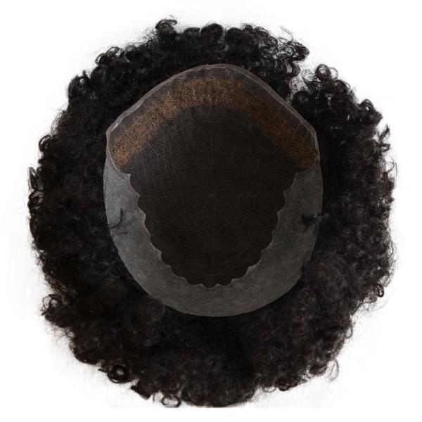 Toupee Texture 24mm Afro Kinky Curly Swiss Lace Men Hair Units Natural Human Hair Wig