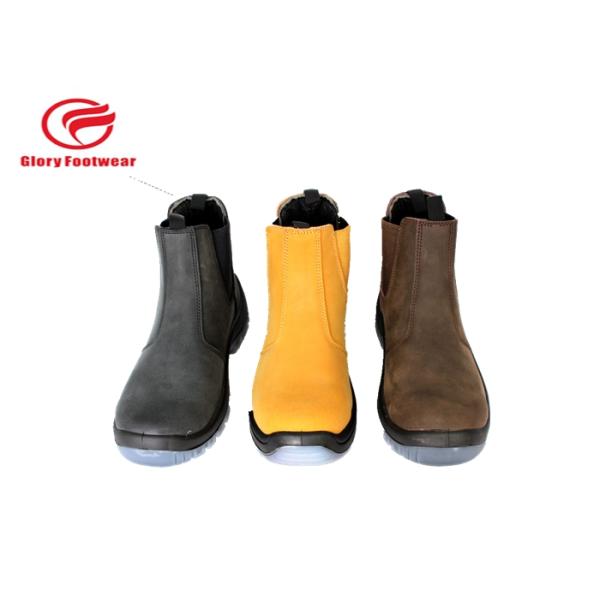 Black  Middle Cut Pull On Waterproof Steel Toe Work Boots With Suede Leather