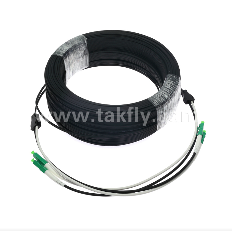 LC/APC Flat Drop Patch Cord - 2 Cor Duplex, Pre-Connectorized， Anti-Vibration，Indoor-Rated for Fast FTTH Deployment.