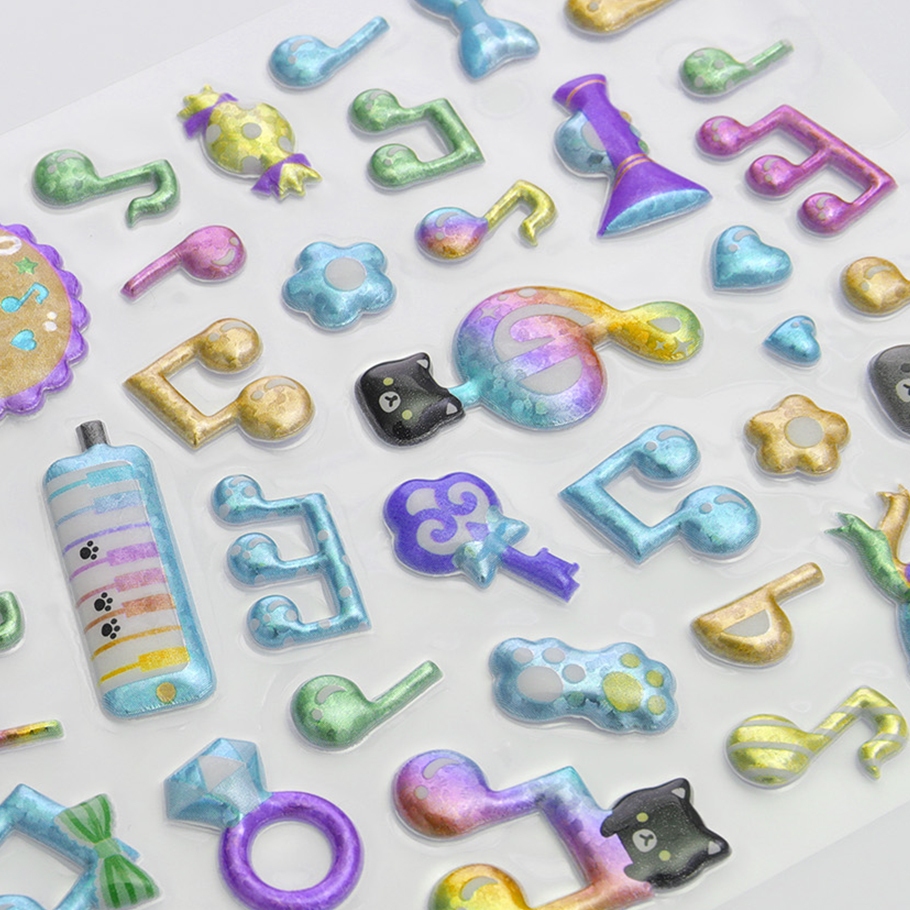 UV Resistant PVC Foam Sticker Waterproof Practical With Cute Music Cat Puffy Design