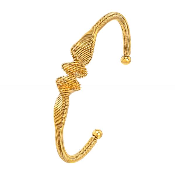Brassière en acier inoxydable doré 18K Bracelets en spirale réglable pour femmes