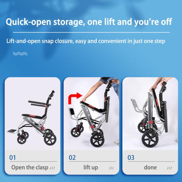 Convenient Wheeled Manual Folding Home Elderly Walking Portable Wheelchair Trolley