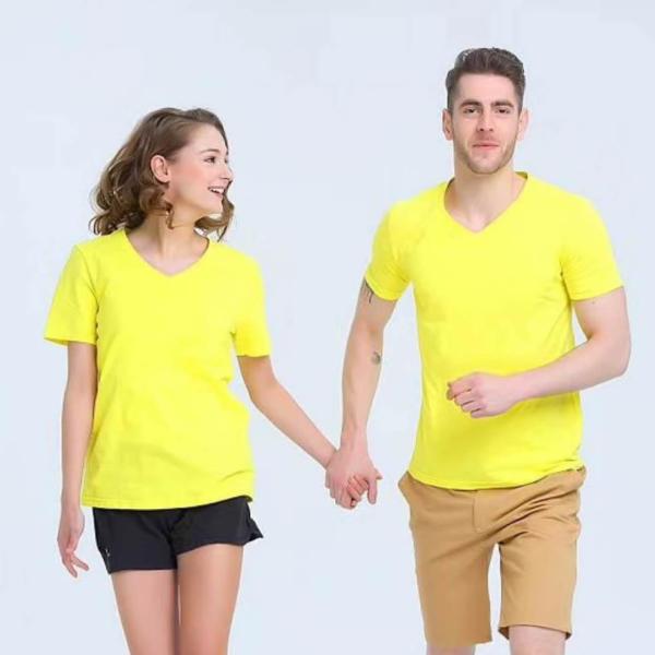 V neck Customized logo printed T-shirt 200g 100% combed cotton