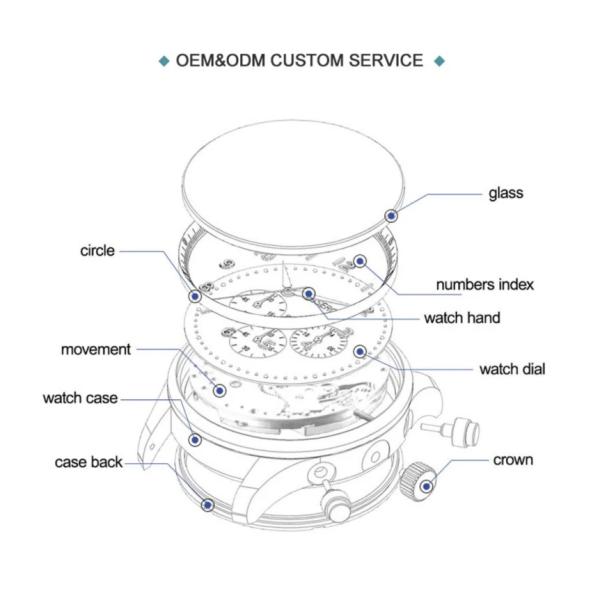 Men'S Water Resistant Quartz Watch Sports Metal Strap Chronograph Watch