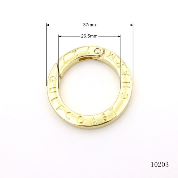 27x37mm Key Holder Ring Matte Black O Ring Carabiner With Engraved Letters