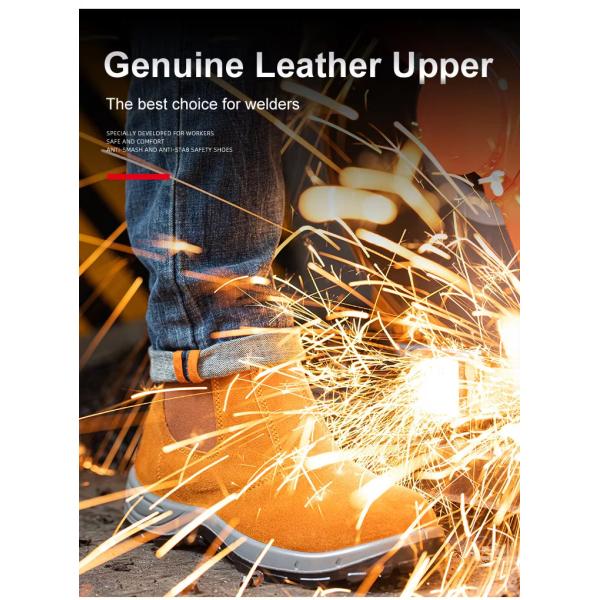 Non Slip Welding Safety Shoes Durable Leather Safety Shoes For Men