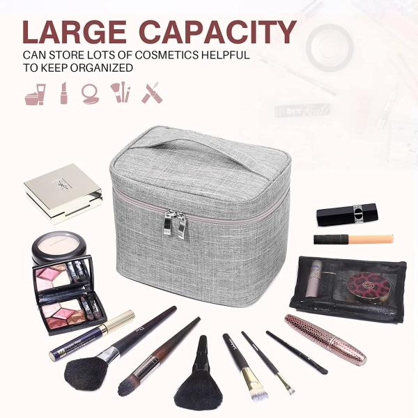 Waterproof and shockproof Makeup Bag Travel Makeup Bag Storage Bag with Mesh Bag Brush Holder Makeup Bag Women's