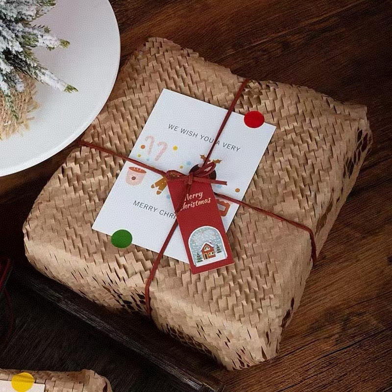 Natural Kraft Honeycomb Paper for Christmas Gift Wrapping – Expandable Decorative Wrap for Holiday Gifts