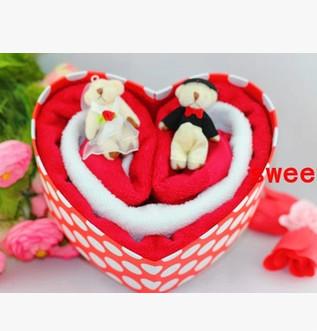 New creative promotion gift product wedding gift bear towel with gift box