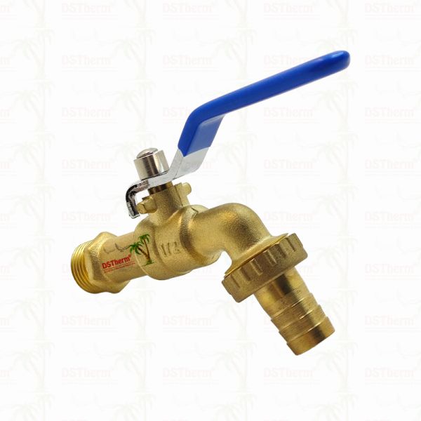 Gold Plated Heavy Duty Classic Blue Iron Handle Bibcocks Spout Faucet Spigot Water Tap 1/2