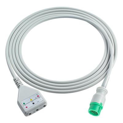 Mindray 12Pin ECG Trunk Cable Datascope Din Style 3lead Cable 1.30M