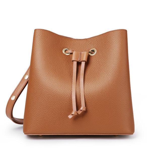 Real Leather Bucket Bags Winter Collection Simple Lady's Shoulder Bag