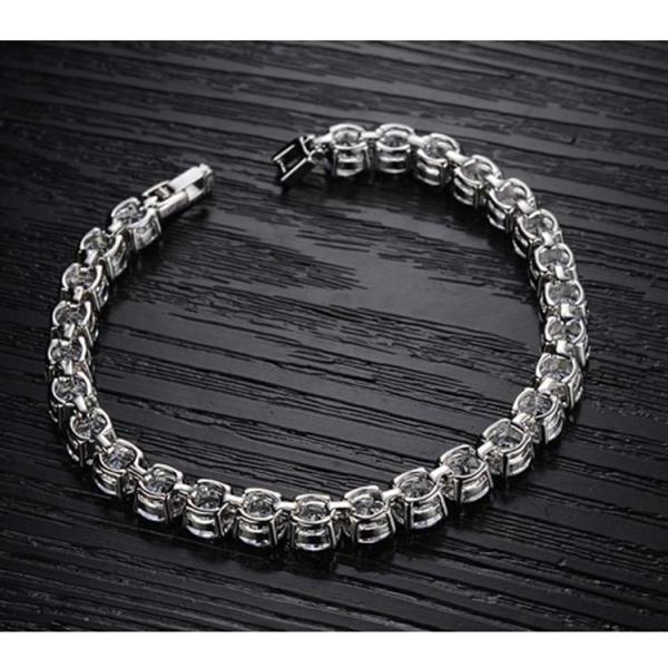 Silver Plated Princess Cubic Zironia Tennis Bracelet Women Wedding Jewelry(JKS408WHITE)