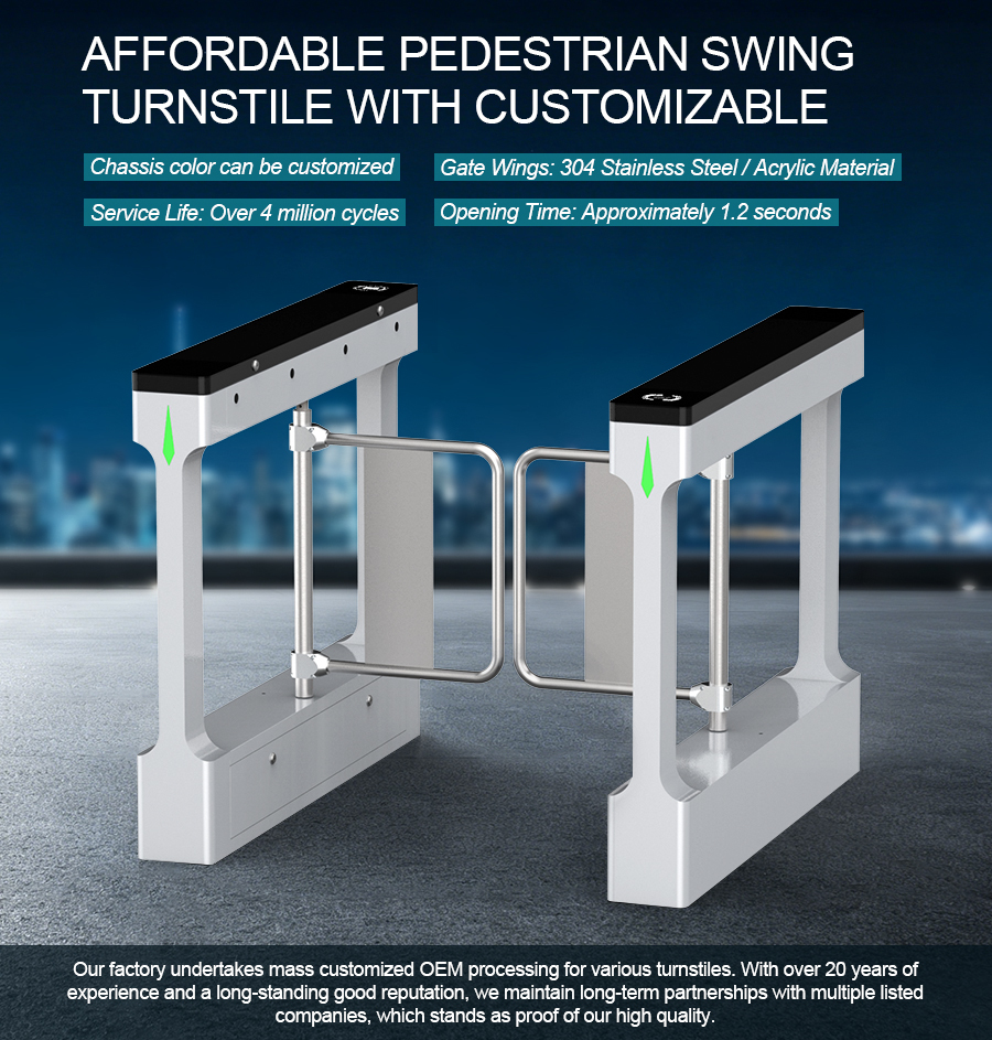 HCW CW463 Anti-Collision Swing Barrier Turnstile Gate for Pedestrian Access Control