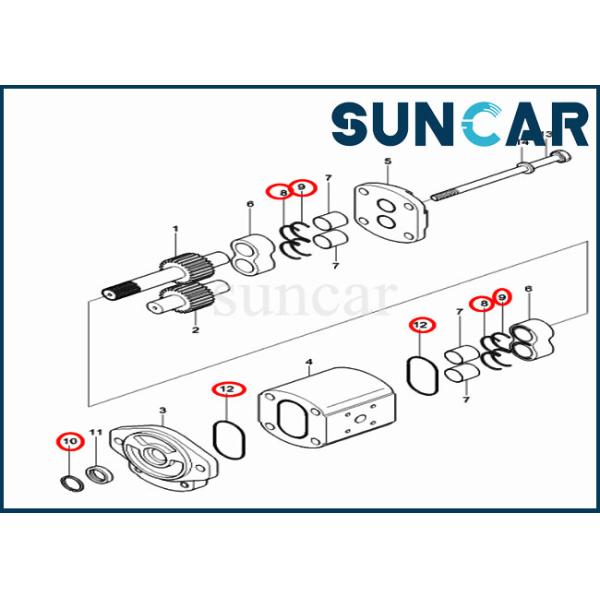 250D-9 Hyundai XKAG-00017 Gear Pump Seal Kit For 180D-9 Brake Pump