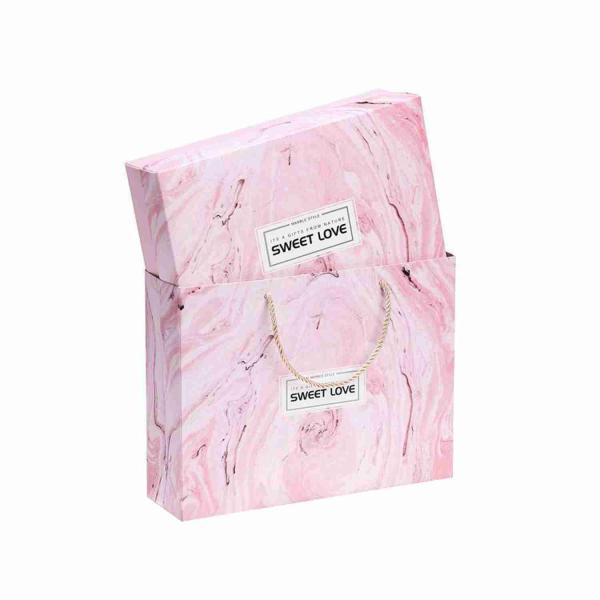 Kuaima Rose Gold Boutique Embossed Printed Paper Gift Bags Marble Paper Boxes Custom