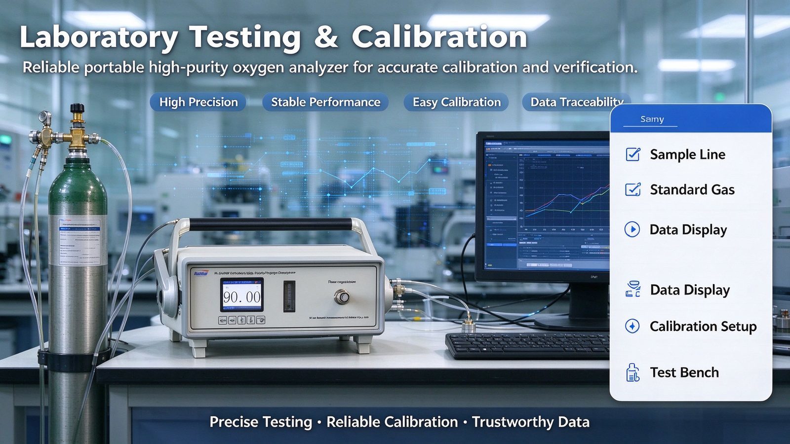 Portable Oxygen Analyzer Handheld O2 Purity Detector Metal Construction Customizable