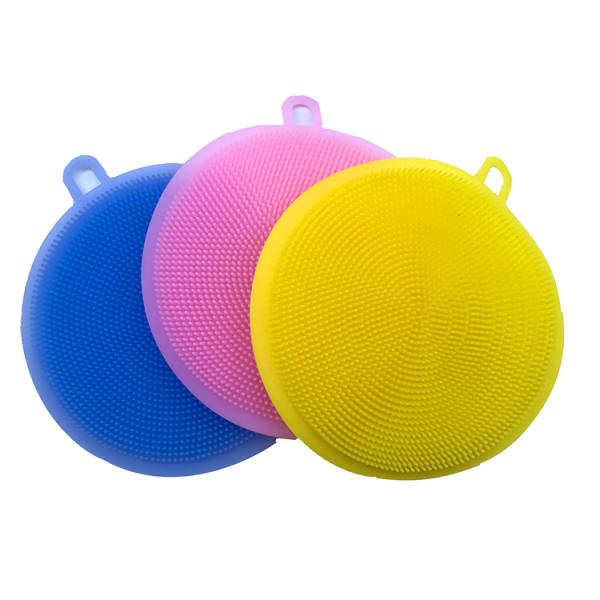 Amazon's hot sale soft Antibacterial silicone wash sponge dish scrubber Cleaning Brush for kitchen