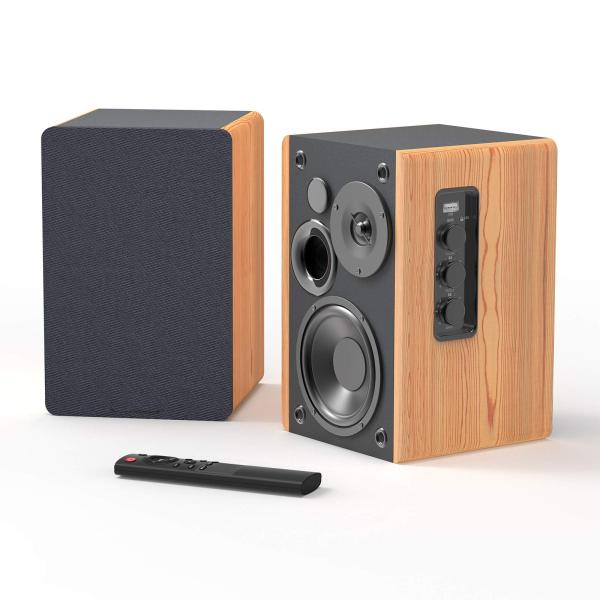 Vofull Hifi Wood Bookshelf Speaker with 4 Bass & 2 Silk Tweeter