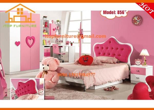 Hello kitty modern environmental hot pink cheap children smart princess kids bedroom furniture sets