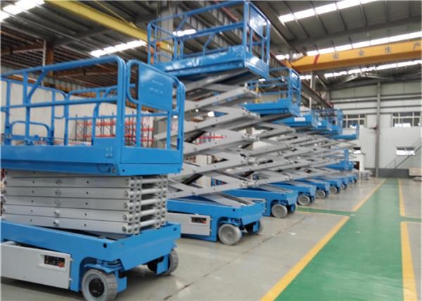 One Man Aerial Work Portable Scissor Lift , Scissor Hydraulic Lift High Safety
