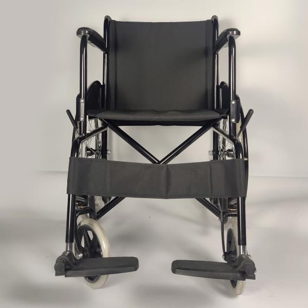 Fixed Footrest Folding Steel Wheelchair With Custom Colors Powder Coating Frame