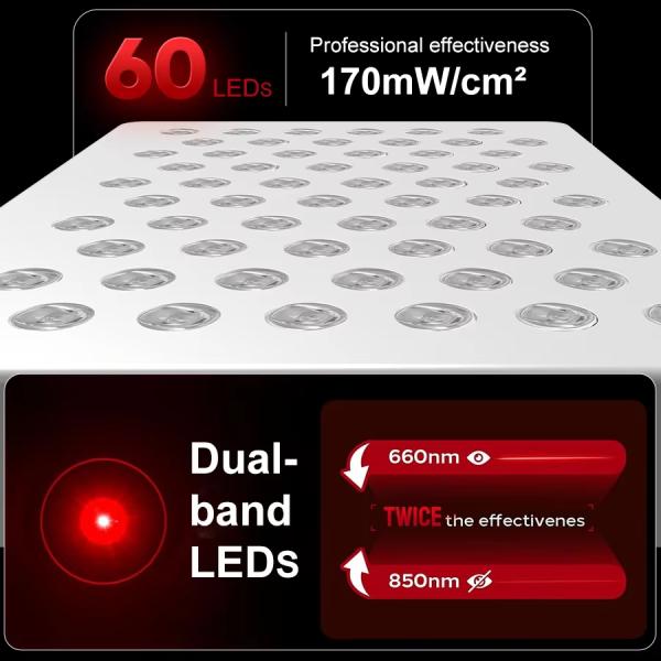 630 нм 660 нм 810 нм 830 нм 850 нм Красный Ближний Инфракрасный светодиодный терапевтический панель мощностью 300 Вт