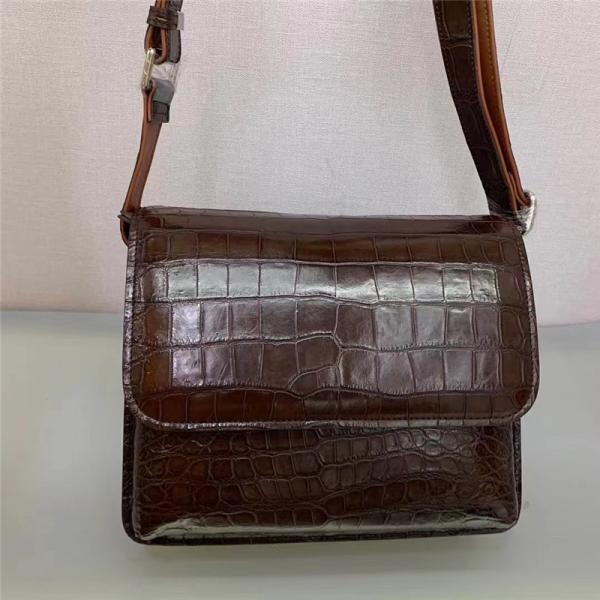 Authentic Alligator Leather Male Flap Purse Cross Shoulder Bag Genuine Crocodile Belly Skin Businessmen Messenger Bag