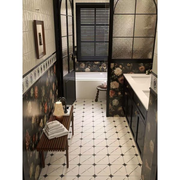 Modern Appearance Customizable Size Flower Pattern Ceramic Tile for Kitchen and Bathroom Decoration