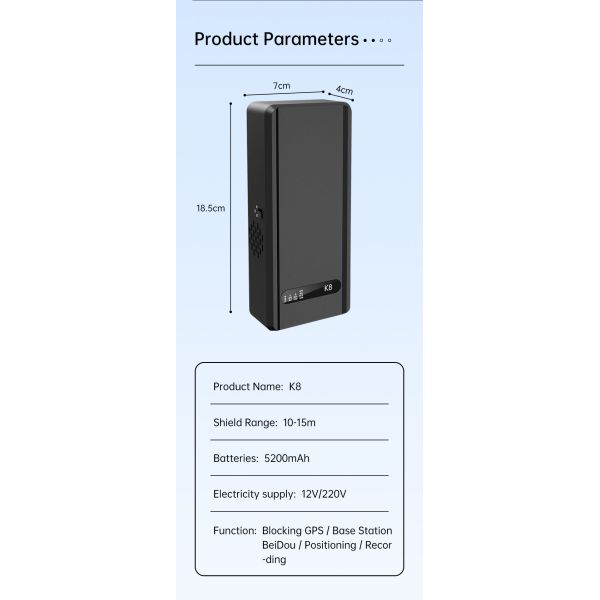 K8 Handheld Signal Jammer Anti Positioning Car Shield GPS Tracker Protect Your Vehicle