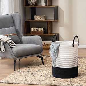 Woven Rope Laundry Hamper Basket, Tall Luandry Basket, Baby Nursery Hamper For Blanket Storage, Clothes Hamper For Laundry In Bedroom-Large-(CUSTOMIZED COLOR, 58L, 72L)