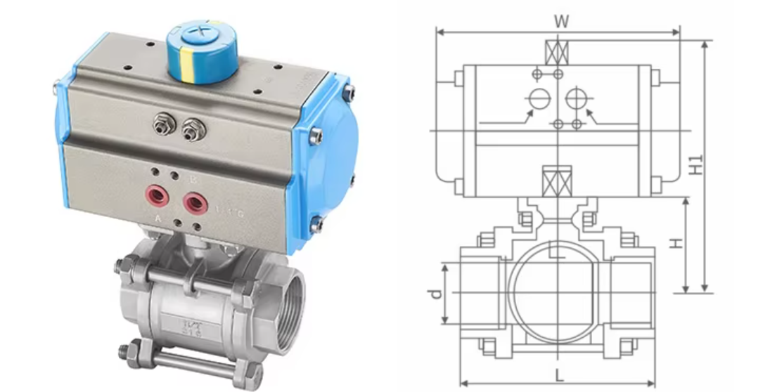3 Piece Female Thread Pneumatic Ball Valve Stainless Steel Ball Valve NPT BSP Thread Valve for Water Gas Oil Pipeline