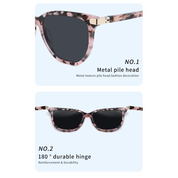 Women'S Cateye Sun Glasses Acetate Shades UV400 Protection 180° Flexible Hinges