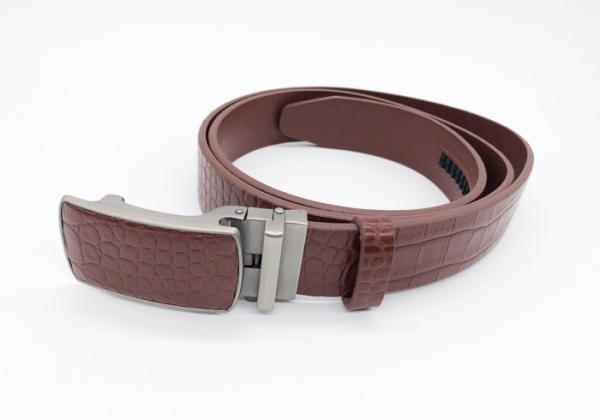 Crocodile Grain Leather Mens Automatic Buckle Belt 3.5cm Width Simple Design