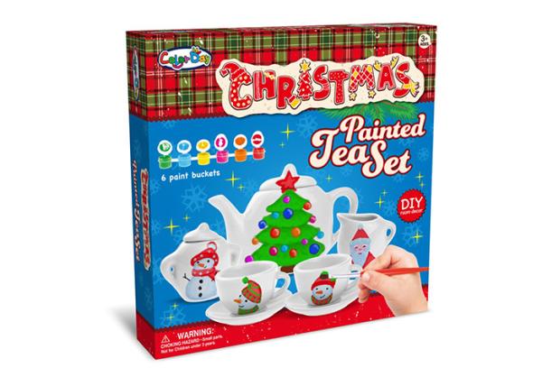 9 Pcs Ceramic Tea Set Arts And Crafts Toys For Kids Age 3 6 Colors Paint