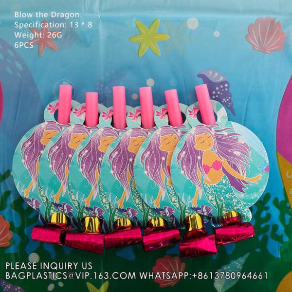 Party Supplies Set Mermaid Series Tableware Banner Mask Decoration Cake Topper Gift Bag Kids Paper Toy Birthday