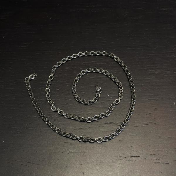 65cm Length S925 Logo Antique Finish 925 Sterling Silver Letter Necklace with Lobster Clasp