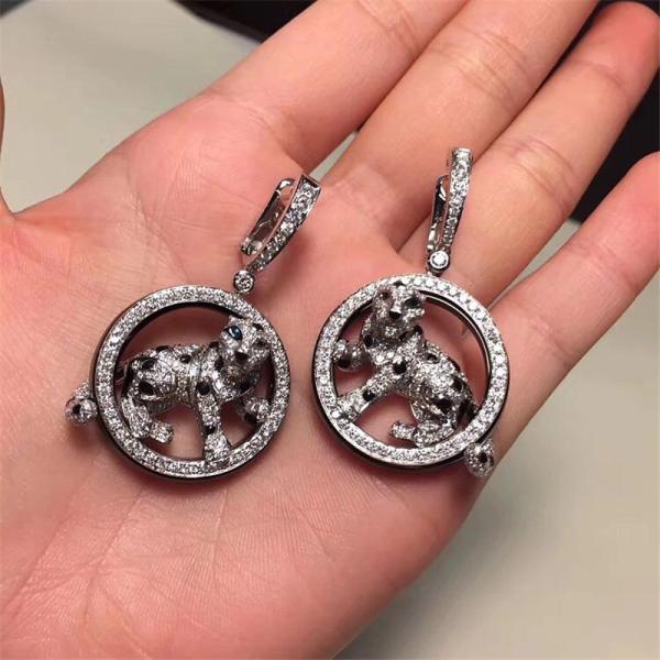 C Earrings full of diamonds leopar  white gold yellow gold rose gold diamond earring  Jewelry factory in Shenzhen, China