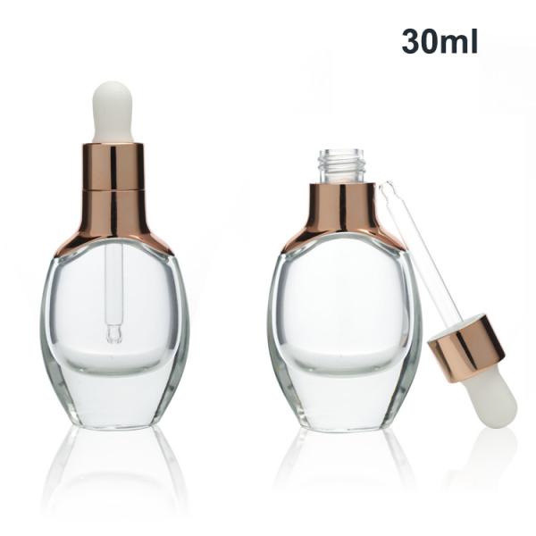 Luxury Empty 30ml Clear Dropper Bottles Logo Print Cosmetic Packaging