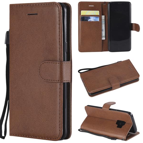 Samsung S9 Pure Color Leather Wallet Protective Case with Card Slots