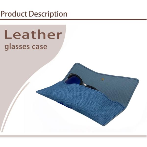 Blue Luxury Belt Hot Stamping Glasses Case Soft Leather Simple Custom Logo