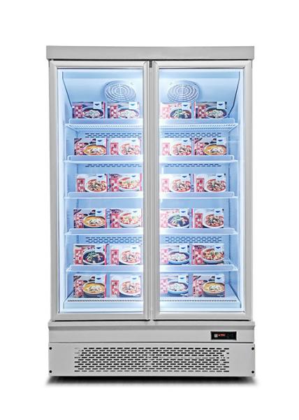 Commercial monture en bas vertical congélateur à haute vitesse réfrigérateur multi-portes en verre