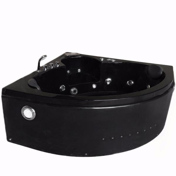 Black Corner Whirlpool Massage Bathtub With Glass Bubble Ozone Indoor