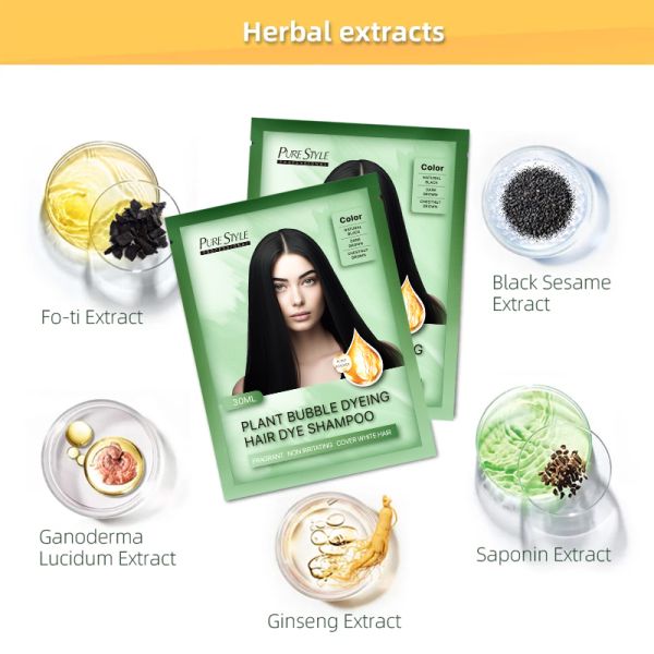 Shampoing colorant capillaire végétal pour une couverture rapide des cheveux gris à domicile