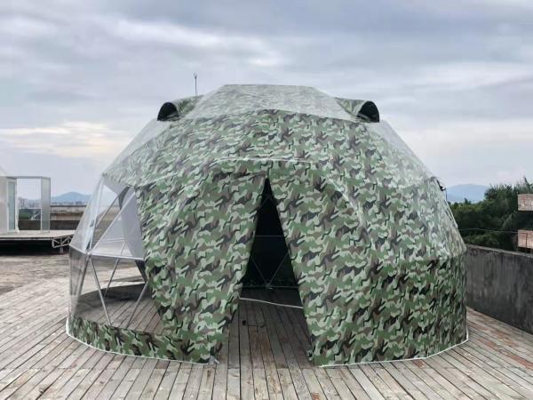 Camuflagem Hotel ao ar livre Aço 5M Tenda de Cúpula Geodésica Tenda de acampamento de Cúpula de Resistência UV